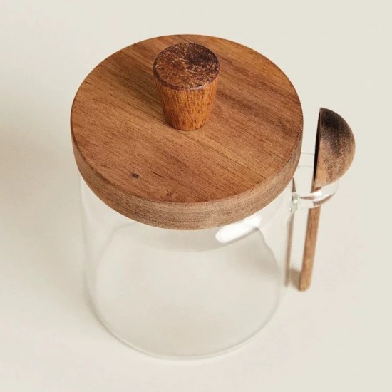 Glass Jar with Wooden Spoon